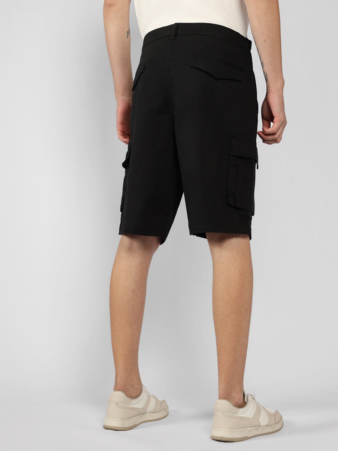 Men's Black Solid Relaxed Fit Shorts