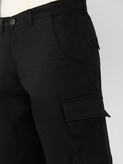 Men's Black Solid Relaxed Fit Shorts