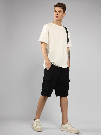 Men's Black Solid Relaxed Fit Shorts