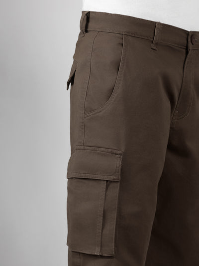 Men's Brown Solid Relaxed Fit Shorts