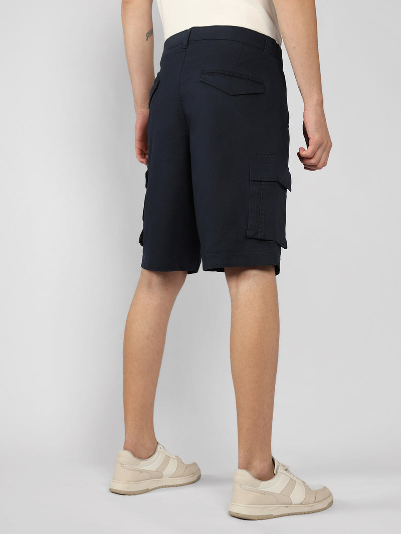 Men's Navy Solid Relaxed Fit Shorts