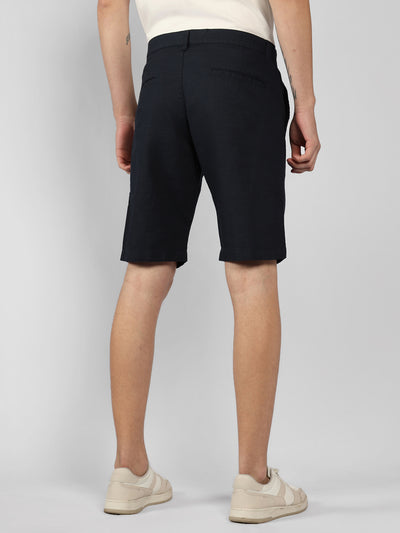 Men's Navy Solid Regular Fit Shorts