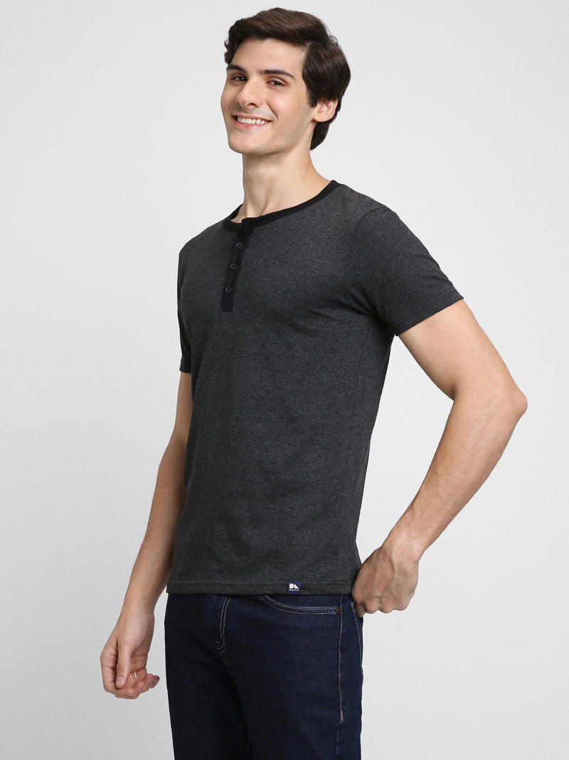 Men's Henley Neck Half Sleeves Casual T-shirt