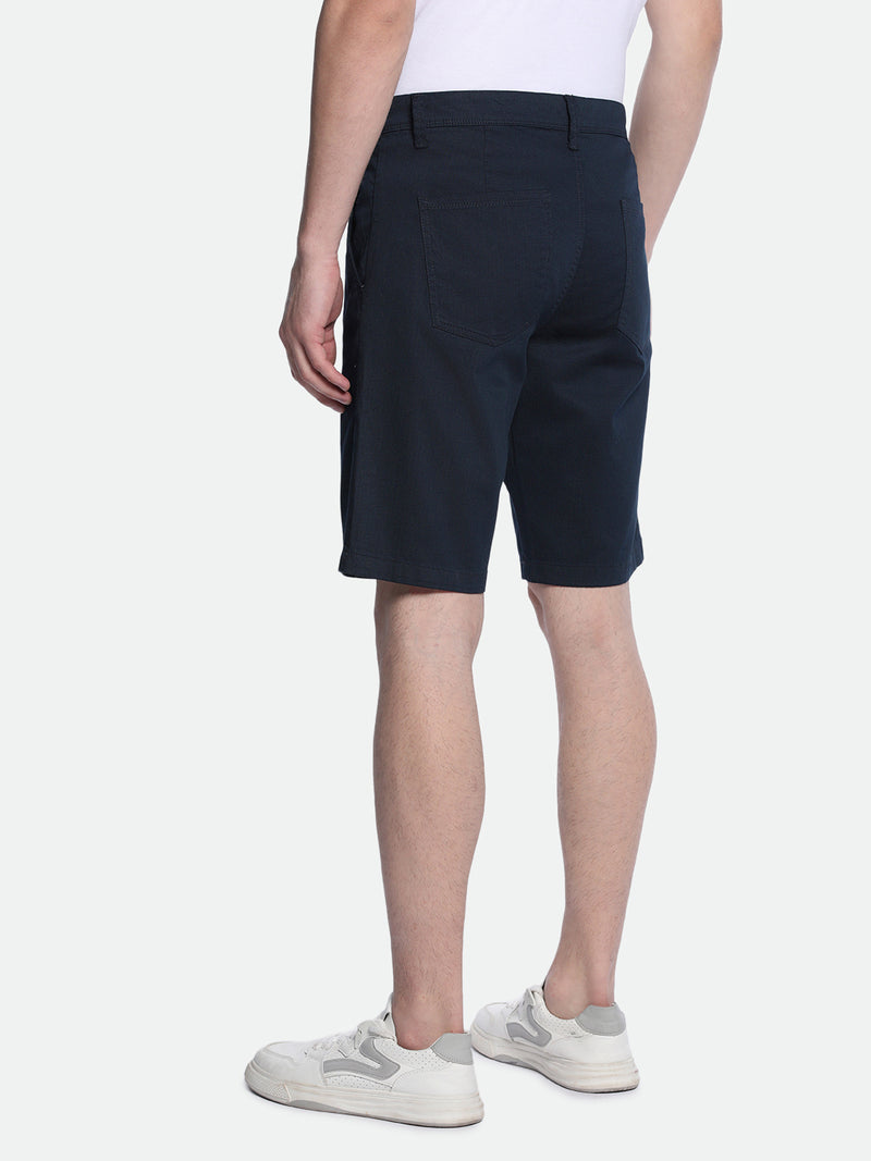 Men's Navy Solid Regular Fit Stretchable Shorts