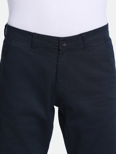 Men's Navy Solid Regular Fit Stretchable Shorts