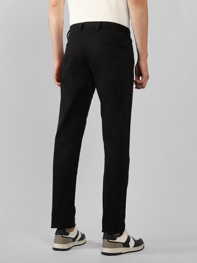 Men's Black Solid Slim Fit Cargos