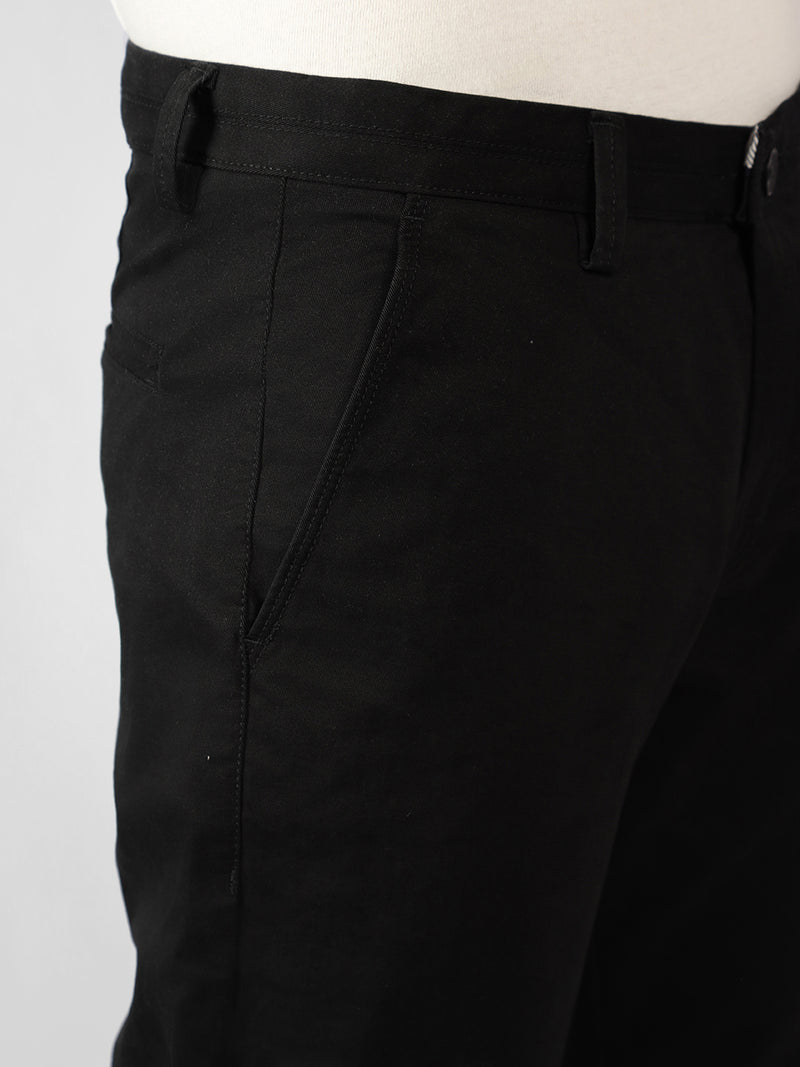 Men's Black Solid Slim Fit Cargos