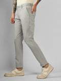 Men's Light Grey Solid Slim Fit Cargos