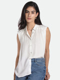 DL Woman V- Neck Regular Fit Solid Off-White A-Line Dress