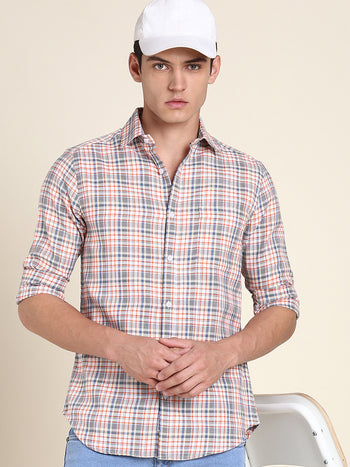 Men's Orange Checkered Shirts