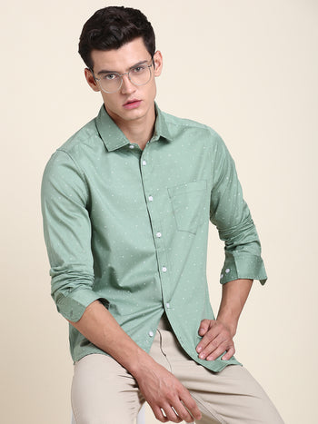 Men's Comfortable And Stylish Green Casual Shirt