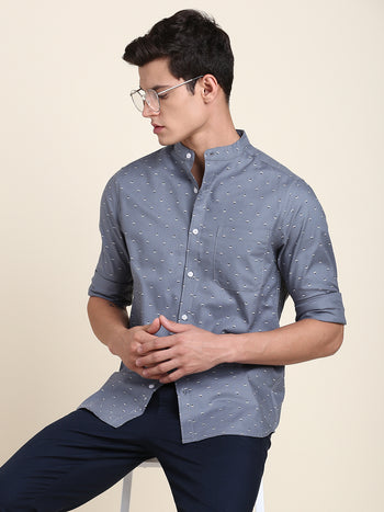 Men's Comfortable And Stylish Grey Casual Shirt