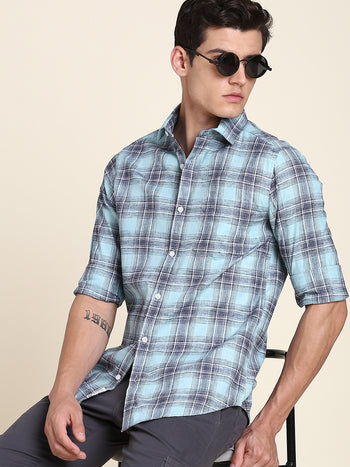 Men's Blue Checkered Shirts