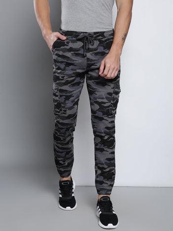 Men's Straight Fit Cotton Cargo Joggers (Natural Grey)