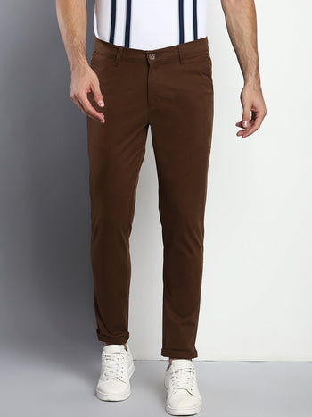 Men's Tapered Fit Cotton Chinos (Brown)