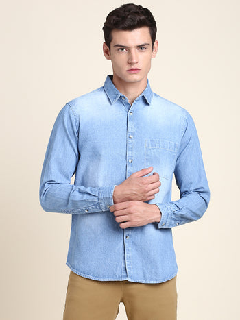 Men's Comfortable And Stylish Indigo Casual Shirt