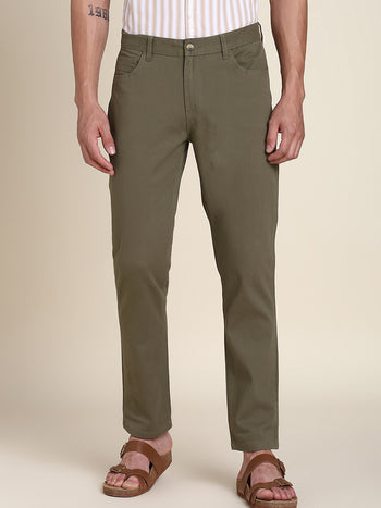 Men's Light Olive Solid Chino