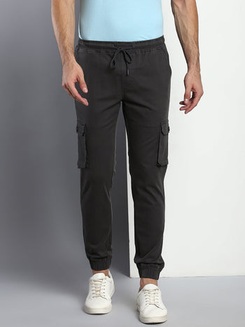 Men's Tapered Fit Cotton Joggers (Charcoal Grey)