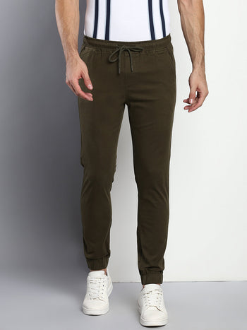 Men's Straight Fit Cotton Joggers (Olive)