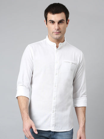 Men's Solid Slim Fit Cotton Casual Shirt With Cut Pocket