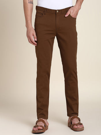 Men's Brown Solid Chino