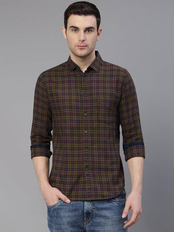 Men's Checkered Green Slim Fit Casual Shirt