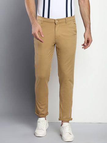 Men's Tapered Fit Cotton Chinos (Dark Khaki)