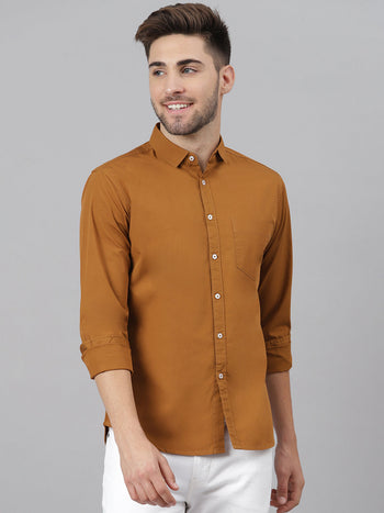 Men's Cotton Solid Slim Fit Casual Shirt With Pocket Full Sleeve Shirt For Formal & Casual Wear