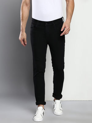 Dennis Lingo Men's Black Slim Fit Mid Rise Denim Jeans