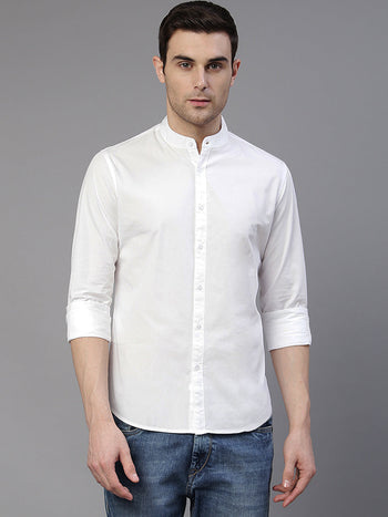 Men's Solid Black Slim Fit Cotton Casual Shirt