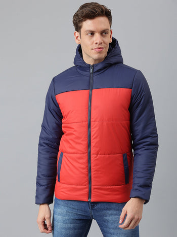 Men's Rust Regular Fit Hooded Winterwear Puffer Jackets