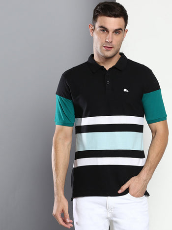 Men's Navy Slim Fit Cotton Polo Tshirt