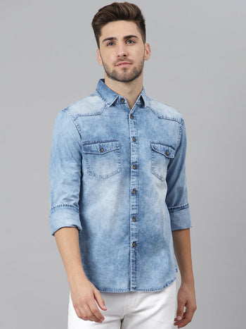 Men's  Classic Denim Shirt (Blue)