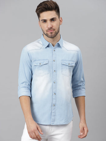 Men's  Classic Denim Shirt (Lightblue)