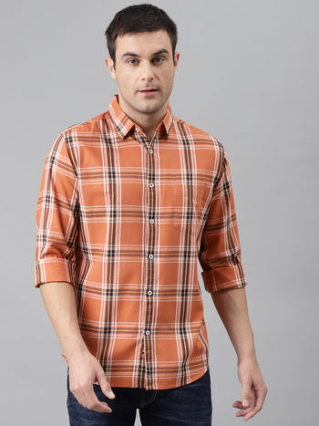 Men's Plaid Checks Slim Fit Cotton Casual Shirt