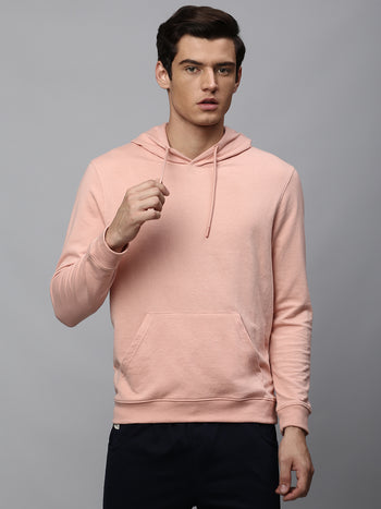 Men's Pink Regular Fit Winterwear Hoodies