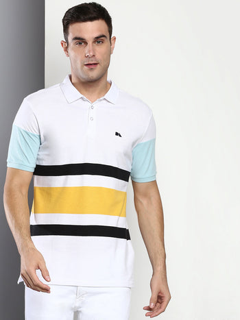 Men's White Slim Fit Cotton Polo Tshirt