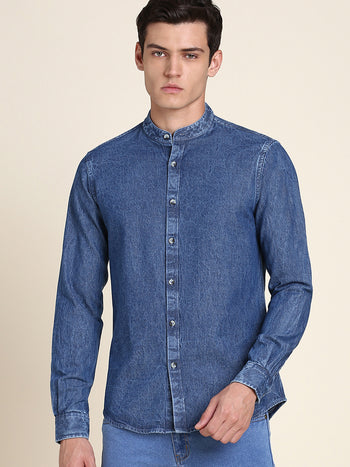 Men's Comfortable And Stylish Indigo Casual Shirt