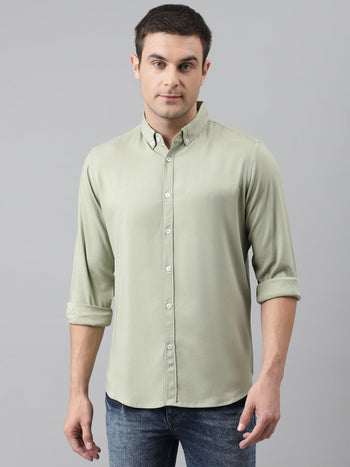 Men's Solid Mint Slim Fit Cotton Casual Shirt