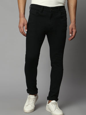 Dennis Lingo Men's Slim Fit Stretchable Denim Solid Jeans (Black)