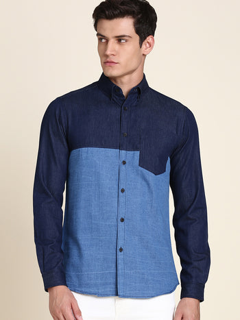 Men's Comfortable And Stylish Indigo Casual Shirt