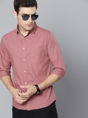 Dennis Lingo Men's Solid Dusty Pink Casual Shirt