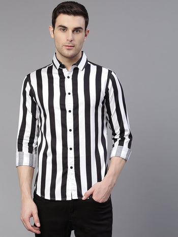 Men's Cotton Striped Slim Fit Casual Shirt