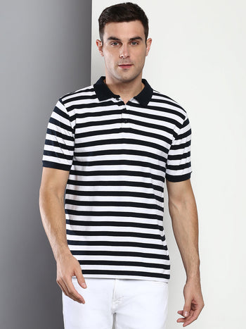 Men's Black Slim Fit Cotton Polo Tshirt