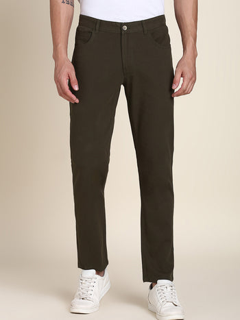 Men's Dark Olive Solid Chino