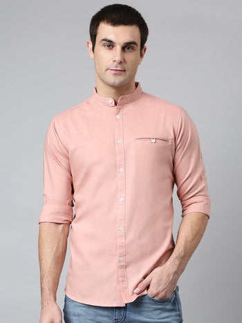 Men's Solid Slim Fit Cotton Casual Shirt With Cut Pocket