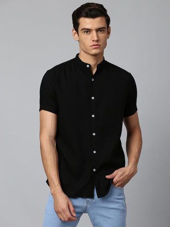 Men's Black Slim Fit  Casual Shirt