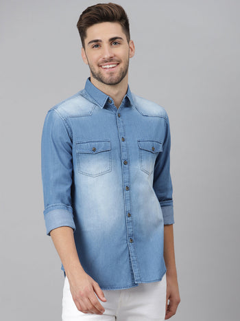 Men's  Classic Denim Shirt (Mediumblue)