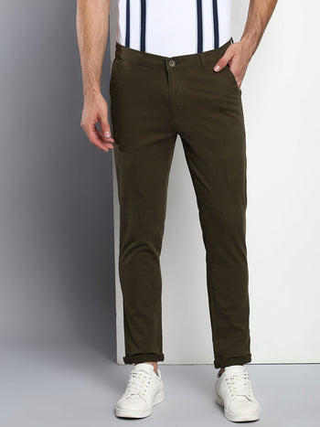 Men's Tapered Fit Cotton Chinos (Olive)