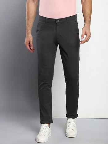 Men's Tapered Fit Cotton Chinos (Charcoalgrey)